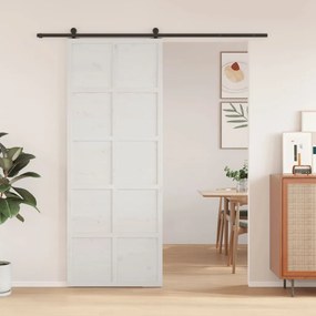 vidaXL Porta de celeiro 80x208 cm madeira de pinho maciça branco