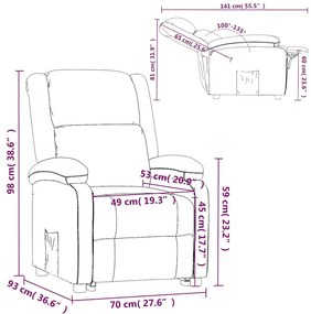 Poltrona reclinável tecido cinzento-claro