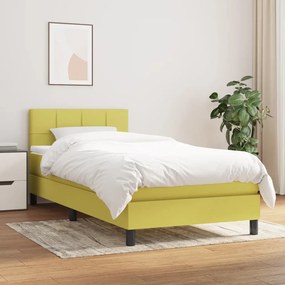 vidaXL Cama com molas/colchão 90x190 cm tecido verde