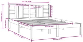Estrutura de cama 160x200 cm madeira maciça