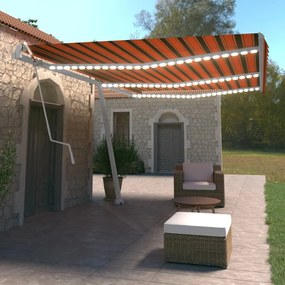 Toldo autom. LED e sensor de vento 600x350 cm laranja /castanho