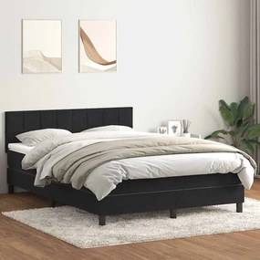 vidaXL Cama com molas/colchão 140x210 cm veludo preto