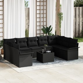 Conjunto de Sofás de Jardim vidaXL 10 Peças com Almofadas Bege Vime PE