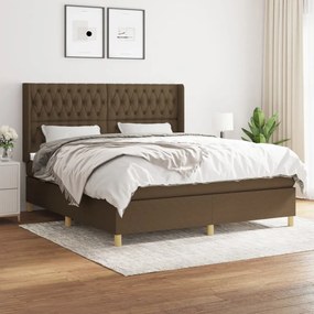 vidaXL Cama com molas/colchão 180x200 cm tecido castanho-escuro