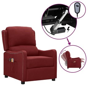 vidaXL Poltrona de massagens elétrica reclinável tecido vermelho tinto