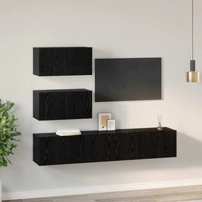 Conjunto de Estantes para TV 4 pcs Carvalho Preto