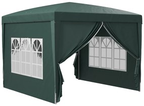 Outsunny Tenda de Jardim com Paredes Laterais Amovíveis Janelas Porta com Zíper e Bolsa de Transporte 295x295x196-258 cm Verde | Aosom Portugal