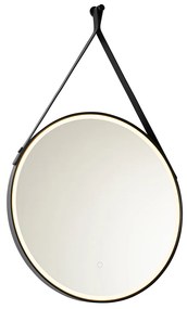 Espelho de casa de banho moderno preto com LED e dimmer tátil - Pien