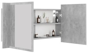 Armário espelhado casa de banho LED acrílico cinza cimento