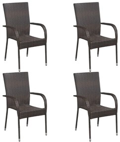 5 pcs conjunto de jantar para jardim castanho