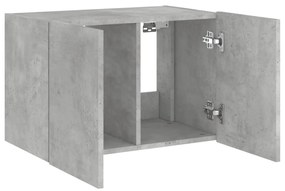 Móvel de parede p/ TV c/ luzes LED 60x35x41 cm cinza cimento