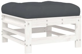 Apoios de pés p/ jardim c/ almofadões 2 pcs pinho maciço branco