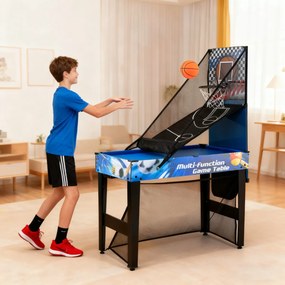 Mesa de jogos 10 em 1 para crianças com bilhar, hóquei, ténis de mesa, basquetebol, futebol, pinball, dardos e arco e flecha. Inclui saco de armazenam