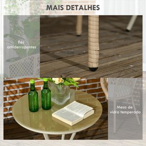 Conjunto 3 Peças de Jardim em Vime Conjunto com 2 Poltronas e 1 Mesa d