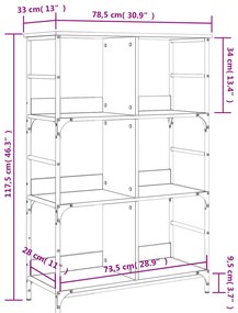 Estante 78,5x33x117,5 cm derivados de madeira cinzento sonoma
