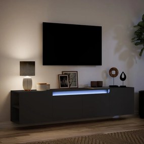 Móvel de parede para TV com luzes LED 180x31x39,5 cm preto