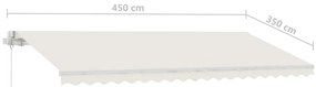 Toldo retrátil manual com LED 450x350 cm cor creme
