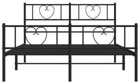Estrutura de cama com cabeceira e pés 140x190 cm metal preto