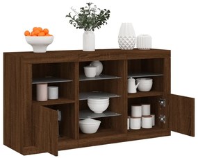 Aparador com luzes LED 123x37x67 cm carvalho castanho
