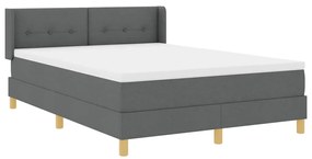Cama Box com Colchão - Cinza Escuro, 140 x 200 cm, Tecido