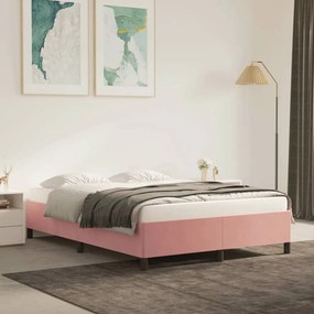 Estrutura de cama 140x190 cm veludo rosa