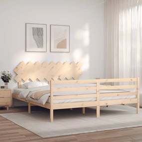 vidaXL Estrutura de cama Super King Size com cabeceira madeira maciça