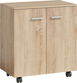 HOMCOM Aparador de Sala com Rodas 2 Portas e Prateleiras para Sala de Estar Quarto Escritório 60x35x65 cm Madeira | Aosom Portugal