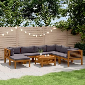 8 pcs conjunto lounge de jardim com almofadões acácia maciça