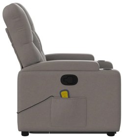 Poltrona elevatória de massagens tecido cinzento-acastanhado