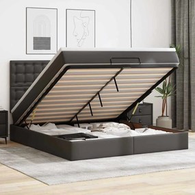 Estrutura de cama otomana com colchão 160x200 cm preta