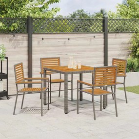 Conjunto de Jantar para Jardim vidaXL de 5 Peças em Rattan Sintético C