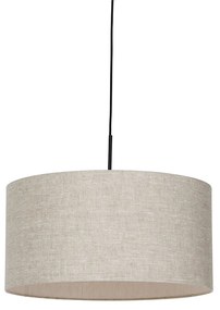 Candeeiro de teto rústico preto com cúpula bege 50 cm - Combi 1 Moderno