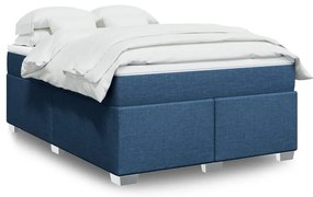 vidaXL Cama com molas/colchão 160x200 cm tecido azul