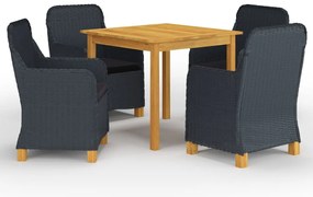 5 pcs conjunto de jantar para jardim cinzento-escuro