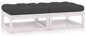 Apoio de pés p/ jardim c/ almofadões 2 pcs pinho maciço