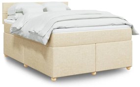 vidaXL Cama com molas/colchão 140x200 cm tecido cor creme