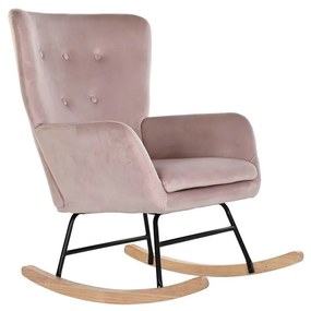 Cadeira de baloiço DKD Home Decor Natural Preto Cor de Rosa Metal Poliéster (66 x 80 x 90 cm)