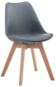 Cadeira de cozinha e sala de jantar Borneo V2 em couro sintético com estrutura em Cor Natural 48 x 84 x 41,5 cm Cinzento