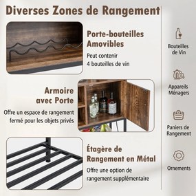 Aparador com porta-vinhos e prateleiras para armazenamento - Cinza