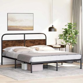 Estrutura de cama s/ colchão derivados madeira carvalho fumado