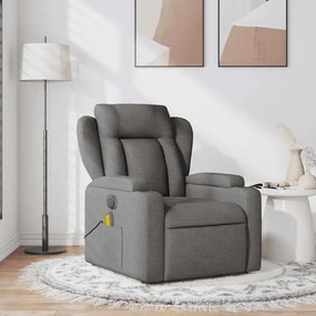 Poltrona de massagens reclinável tecido cinzento-escuro