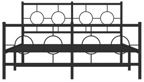 Estrutura de cama com cabeceira e pés 140x190 cm metal preto