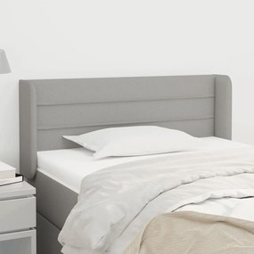 Cabeceira de cama c/ abas tecido 103x16x78/88 cm cinzento-claro