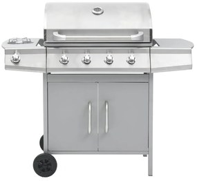 Grelhador/barbecue a gás 4+1 zonas de cozinhar prateado