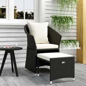 vidaXL 2 pcs conjunto lounge de jardim c/ almofadões vime PE preto