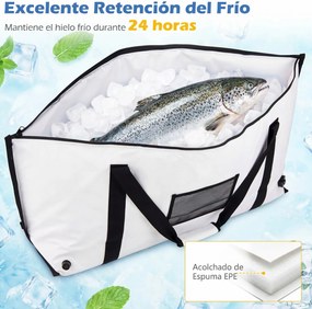 Saco térmico impermeável para peixe com fecho de correr, alça e válvula de drenagem; mantém o gelo durante 24 horas; geleira portátil em PVC, 122 cm B