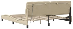 Estrutura de cama com LED sem colchão 180x200 cm tecido creme