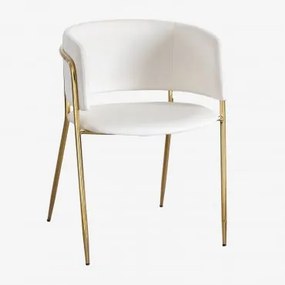 Cadeira De Jantar Estofada Nalon Dourado & Velluto Crema & Terciopelo - Sklum