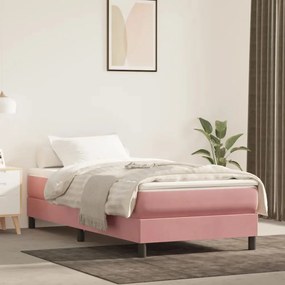 Estrutura de cama com molas 100x200 cm veludo rosa