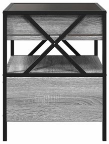 Mesa de centro luzes LED Infinity 40x40x51 cm cinzento sonoma